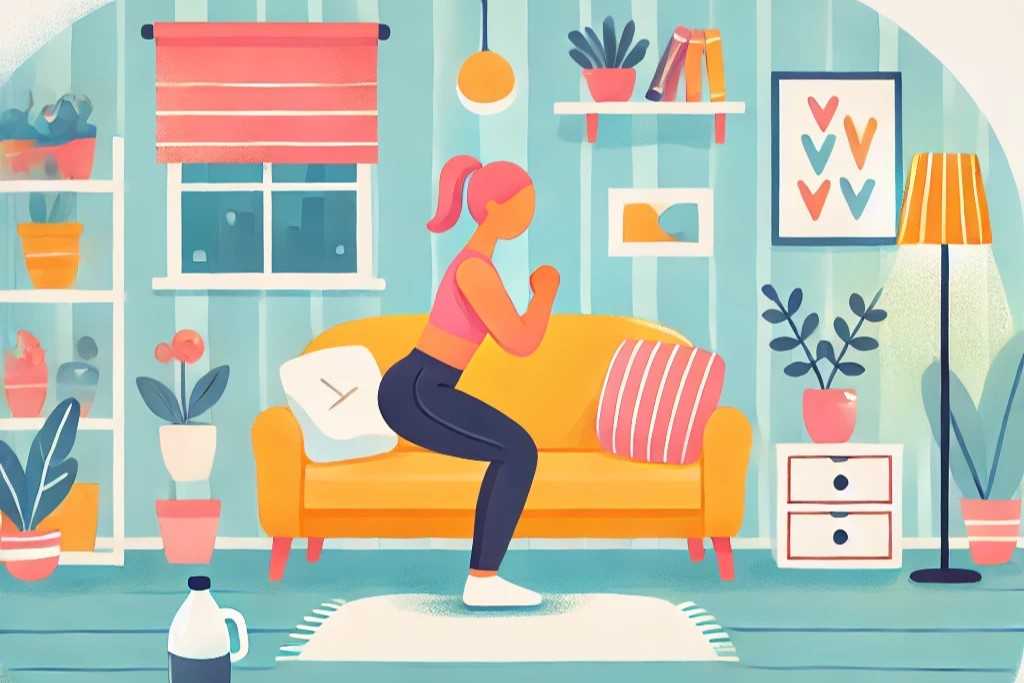 Illustrazione AI raffigurante un ambiente di allenamento a casa